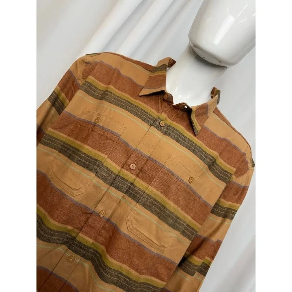 The North Face Arroyo Flannel Shirt Almond Butter Stripe‎ Mens NF0A5373 M NEW